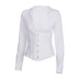 long-sleeved deep V-neck back tie-rope top wholesale clothing vendor Nihaostyles NSSWF69497