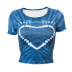 round neck hedging love print navel casual t-shirt NSSWF69505