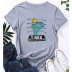 Dinosaur print casual short-sleeved T-shirt women nihaostyle clothing wholesale NSYAY70014