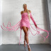 long-sleeved lace-up fringed mesh short dress wholesale clothing vendor Nihaostyles NSXPF69572