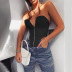  high-fork one-shoulder zipper cardigan tunic top wholesale clothing vendor Nihaostyles NSXPF69579
