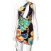 printed one-shoulder sleeveless hollow irregular pleated dress wholesale clothing vendor Nihaostyles NSXPF69580
