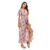 retro floral V-neck slit short-sleeved chiffon dress wholesale clothing vendor Nihaostyles NSDMB69670