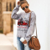Bottoming Hallmark Letter Print Round Neck Long Sweater NSYID69986