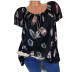 Plus size women s summer new casual looseprinting V-neck short-sleeved shirt nihaostyle clothing wholesale NSYID69988