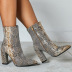 snake print pointed thick high-heel boots wholesale clothing vendor Nihaostyles NSSO69858