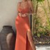 solid color open back high slit sling long slim dress wholesale clothing vendor Nihaostyles NSXPF69896