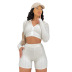 solid color long-sleeved lapel T-shirt high-waist shorts set wholesale clothing vendor Nihaostyles NSXPF69905