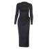 hollow drawstring long sleeve dress wholesale clothing vendor Nihaostyles NSXPF69908