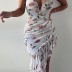 Perspective Mesh Printed Irregular Dress wholesale clothing vendor Nihaostyles NSXPF69911