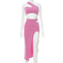solid color hollow long skirt set wholesale clothing vendor Nihaostyles NSXPF69912