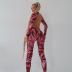 tie-dye swirl halter back long-sleeved tight jumpsuit wholesale clothing vendor Nihaostyles NSXPF69916