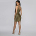 Moda sexy de un solo hombro, dorado y plateado, paquete de color brillante, vestido de cadera, venta al por mayor, ropa nihaostyle NSXPF69961