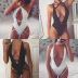 Summer Black and White V-neck Twisted Halter Swimsuit wholesale nihaostyle clothing NSXPF69965