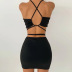  new cross hanging neck two-piece open back sexy hollow package hip skirt wholesale nihaostyle clothing NSXPF69967