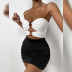 Vestido de cadera plisado con parte superior de tubo hueco delgado sexy a juego de color para mujer al por mayor ropa de nihaostyle NSXPF69970