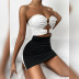 women s color matching sexy slim hollow tube top pleated hip dress wholesale nihaostyle clothing NSXPF69970