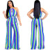 Women s Sexy Halter Color Striped Sleeveless Jumpsuit nihaostyle clothing wholesale NSFNN70035