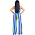 Women s Sexy Halter Color Striped Sleeveless Jumpsuit nihaostyle clothing wholesale NSFNN70035