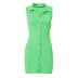 solid color stand-up collar sleeveless breasted button-up dress wholesales nihaostyle clothing NSSWF70147