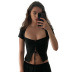 One Word Shoulder Strap 3-Dimensional Chest-Shaped Crop Top NSSWF70215