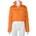Solid Color Zipper Stand-Up Collar Long-Sleeved Hand-Stuffed Cotton Jacket NSXPF70314