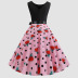 Polka Dot Print Stitching Round Neck Waist Slim Sleeveless Dress NSJR70377