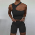 hanging neck tight-fitting sleeveless waist shorts sports set Nihaostyles wholesale clothing vendor NSXPF70537
