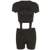 irregular short-sleeved solid color top casual shorts sports set Nihaostyles wholesale clothing vendor NSXPF70544