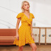 women s V-neck polka dot dress nihaostyles clothing wholesale NSJR70586