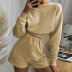 nihaostyle clothing wholesale spring leisure round neck solid color long-sleeved set NSKAJ65700