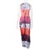 nihaostyle clothing wholesale retro print contrast color slit mid-length dress NSJYF65768