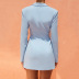 Solid Color Fake 2-Piece Cardigan Lapel Long Sleeve Dress NSFD70778