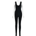 women s Pure cotton wrapped chest sleeveless U-neck jumpsuit nihaostyles clothing wholesale NSFD70819