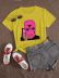 Large size pink mask pistol-shaped printed short-sleeved t-shirt nihaostyles clothing wholesale NSXPF70844