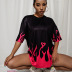 new women s flame printing loose T-shirt nihaostyles clothing wholesale NSGMY70887