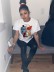 Camiseta de manga corta con cuello redondo y estampado de letras para mujer NSZZF70991