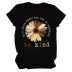 Flower Pattern Print Round Neck Short Sleeve Ladies T-Shirt NSZZF70993