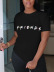 Print FRIEND Round Neck Short Sleeve Ladies T-shirt nihaostyles clothing wholesale NSZZF71003