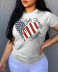 Print American Flag Heart Round Neck Short Sleeve Ladies T-shirt nihaostyles clothing wholesale NSZZF71008