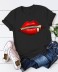 Printing Letter Lips Round Neck Short Sleeve Ladies T-Shirt NSZZF71017