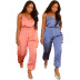 women s multi-pants elastic waist solid color jumpsuit nihaostyles clothing wholesale NSJCF71066