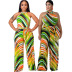 women s printing sleeveless zipper set nihaostyles clothing wholesale NSJCF71068