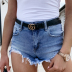 wholesale women s clothing Nihaostyles Button Tassel Solid Color Straight Short Jeans NSXMI66138