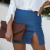 wholesale women s clothing Nihaostyles high waist split solid color thin all-match hip skirt NSXMI66131