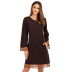 wholesale ropa de mujer Nihaostyles vestido de encaje con costuras de color sólido con cuello redondo NSXIA65965