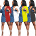 nihaostyle clothing wholesale fashion casual denim stitching color short skirt dress NSSJW65809