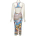 wholesale ropa de mujer Nihaostyles nueva moda callejera halter vestido de cadera dividida con orejas de madera sexy NSDLS65861