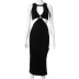 wholesale clothing Nihaostyles round neck sleeveless pierced air quality bag hip side open sexy dress  NSHLJ65895