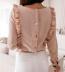 Pleated Wooden Ear Trim Back Button Decorated Long Sleeve Shirt NSYF65914